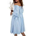 thumbnail image 5 of Coduop Sundresses for Women Casual Maxi Dress Off Shoulder Boat Neck Puff Sleeve Beach Dress, 5 of 6