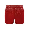 thumbnail image 2 of Hansber Girls Shiny Rhinestones Ballet Dance Shorts Gymnastics Boyshorts Active Sports Yoga Knickers Burgundy 8, 2 of 5