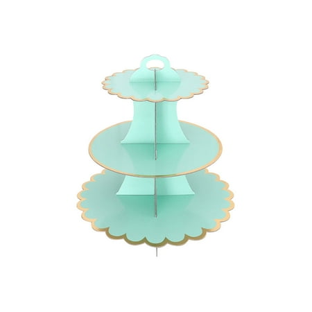 

3-Tier Cake Stand Cupcake Mousse Snacks Food Display Holder Home Festival Wedding Anniversary Table Decoration Tray Green