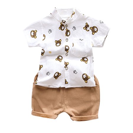 

TAIAOJING Baby Girl Boy Clothes Set Summer Kids Cartoon Button Down Shirt+Shorts Beach Set Summer Outfits 2-3 Years
