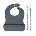 thumbnail image 2 of Busy Baby Silicone, BPA-Free Toddler and Baby Bib with Food Catcher and Utensil Straps, Pewter, 2 of 5