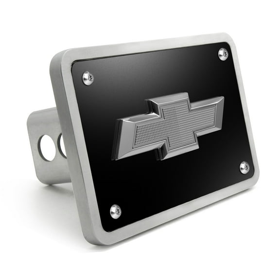 iPick Image for Chevrolet 3D Gunmetal Dark Gray Logo on Black Billet Aluminum 2-inch Tow Hitch Cover, Official Licensed