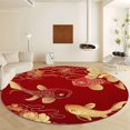 thumbnail image 1 of Round Rug 5ft Chinese Style Red Peony Flowers Area Rugs Washable Rug, Non-Slip Rugs for Living Room, Rugs for Bedroom, Circle Rug Low Pile Soft Room Decor for Teen Kids, 1 of 1