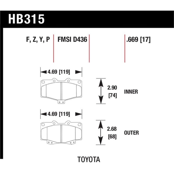 Hawk LTS Street Brake Pads Fits select: 1998-2002 TOYOTA 4RUNNER, 2003-2004 TOYOTA TACOMA XTRACAB