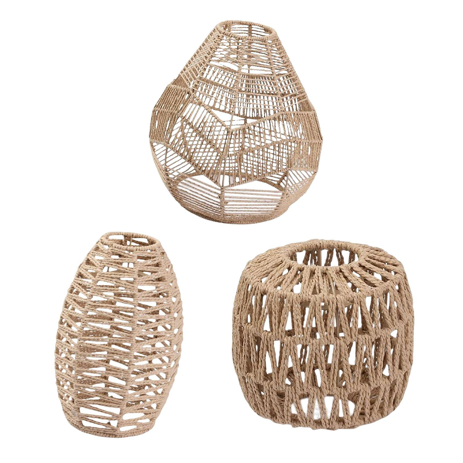 3x Multicolor Rattan Wicker Ball Ceiling Light Pendant Shade Lampshade Home 
