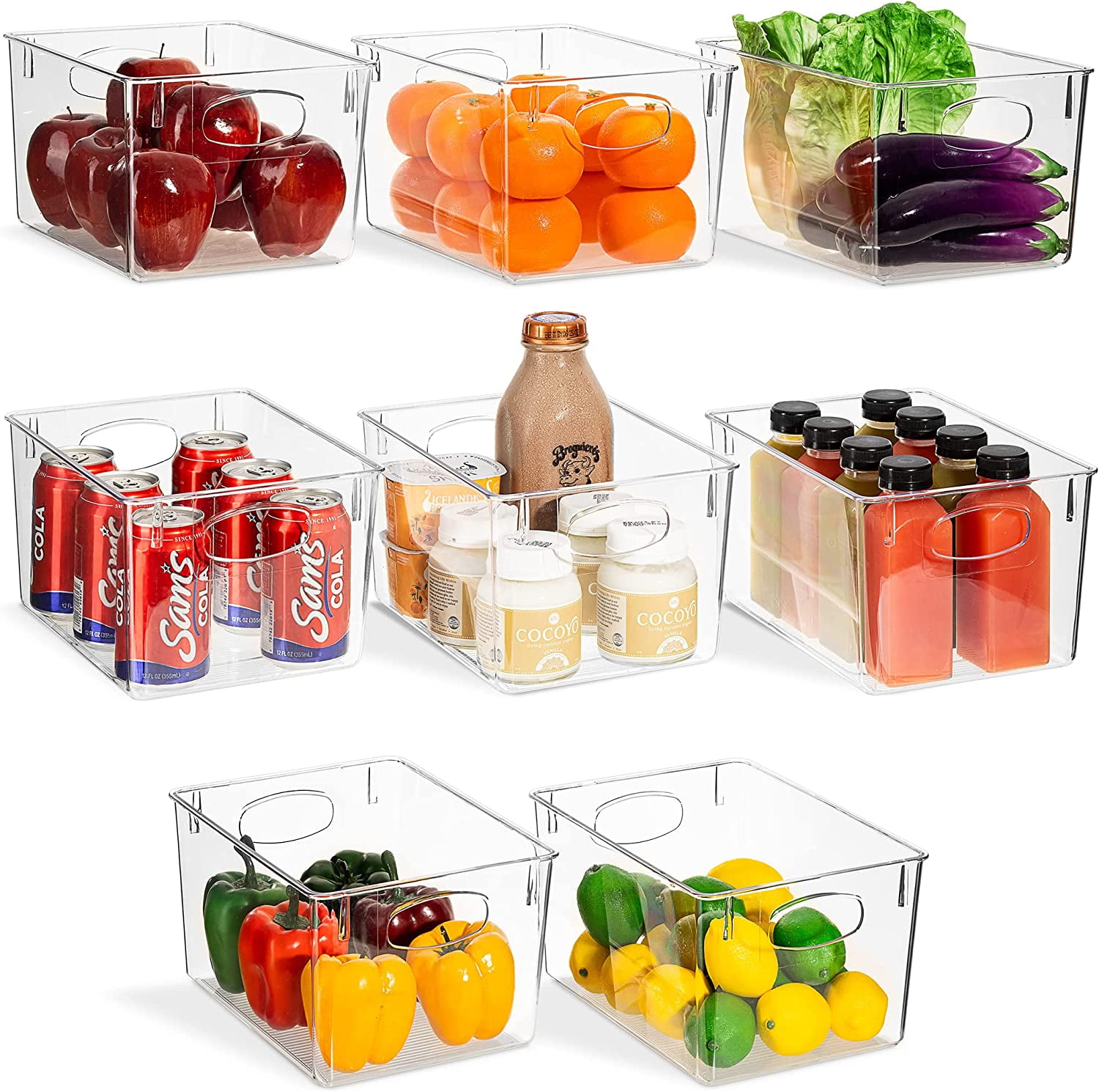 Sorbus Set of 8 Clear Fridge Bins Refrigerator & Pantry Containers