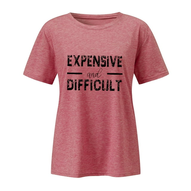 HUITKMM T-Shirt Femme Mode Décontractée Col Rond Imprimé Manches Courtes T-Shirt Haut 3472