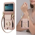 thumbnail image 6 of for Motorola Razr 2024 Wallet Case Crossbody, PU Leather Zipper Handbag Purse Flip Cover, Back Card Slots, Adjustable Shoulder Strap, Finger Ring Stand for Motorola Razr 2024, Rosegold, 6 of 8