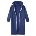 thumbnail image 4 of Kaprioy Long Hoodies For Women Zip Up Double Zipper Fleece Jacket Tunic Sweatshirts Winter Fall Fashion Clothes Oversized Jackets with Pockets Blue, XXL, 4 of 8