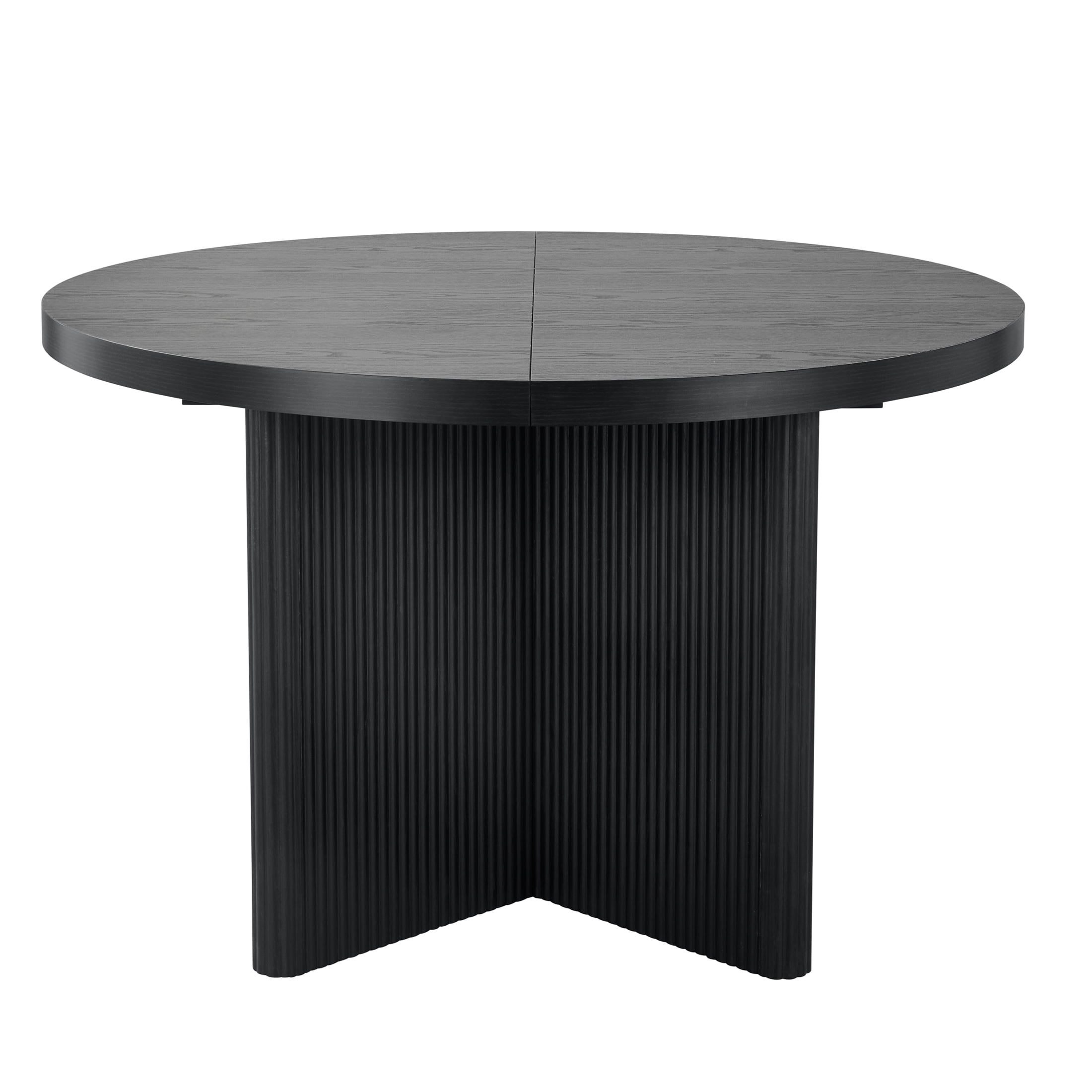 Better Homes & Gardens Lillian Fluted Round Expandable Dining Table, Black Wood Finish