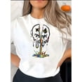 thumbnail image 1 of Camiseta básica para mujer de veranoWomen's Fun joyful Face & Rainbow Print Tee - Casual Crew Neck Short Sleeve T-Shirt, Stretchy Polyester Blend, Machine Washable - Perfect for SummerFather's Day,, 1 of 6