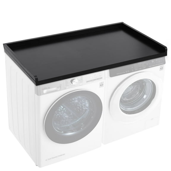 Melocadol Washer Dryer Countertop, 100% Hard Solid Hardwood with Anti-Static Coating, Edge Rails, Laundry Machine Topper for Laundry Room Organization and Storage, Black