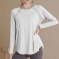 thumbnail image 3 of Ltctricy Workout Tops for Women Lightweight Long Sleeve Crew Neck Curved Hem Athletic T-Shirts Casual Loose Running Gym Tees(White,Medium), 3 of 3