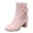 Pink, variant on Fall Boots for Women Women's Boots Fashion Lug Sole Heel Ankle Boots Strap shoes (Black,8.5)