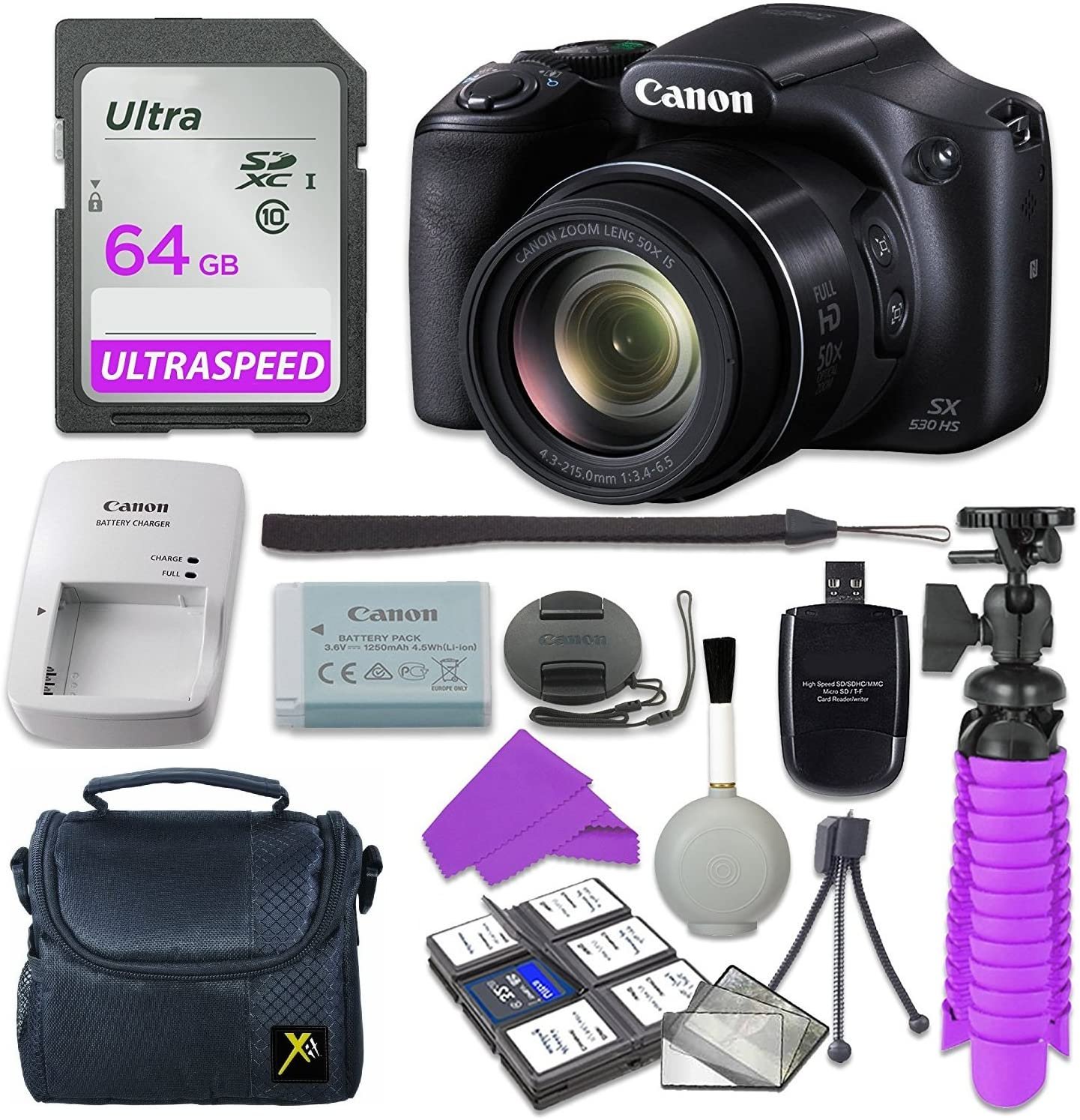 Canon PowerShot SX530 HS Digital Camera with 64GB SD Memory Card