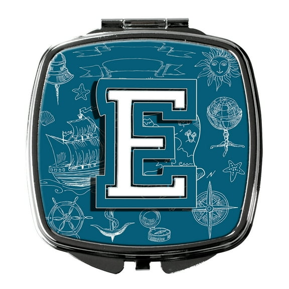 Letter E Sea Doodles Initial Alphabet Compact Mirror