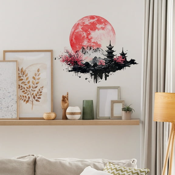 FeiFu Ancient Style Painting Wall Stickers Bedroom Living Room Home Decor Traditional Art Mural Vinyl Decal Removable Oriental Inspired Interior Designs white