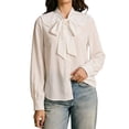 thumbnail image 3 of Women'S Tie Neck Blouse - Button Down Long Sleeve Collared Shirt White XL, 3 of 9