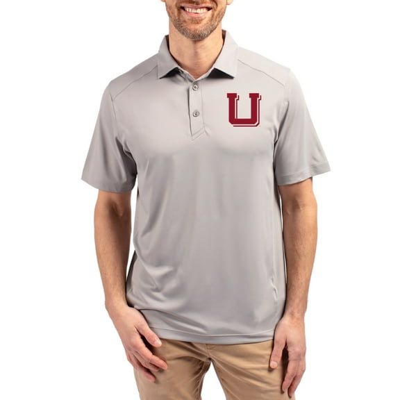 Men's-Cutter & Buck  Gray Utah Utes Forge Eco Stretch Recycled Polo
