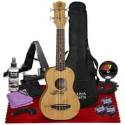 Luna 4-String Ukulele (Bamboo) with Mahogany Neck, Walnut Fretboard, Satin Finish, Deluxe Accessories Bundle