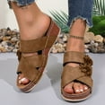 thumbnail image 2 of Xfvqtps Wedge Sandals for Women Flatform Cross Straps Flower Decor Peep Toe Summer High Heel Sandals Brown, 2 of 9