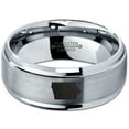 thumbnail image 2 of Tungsten Iowa Hawkeye State Band Ring 8mm Men Women Comfort Fit Gray Step Bevel Edge Brushed Polished, 2 of 4