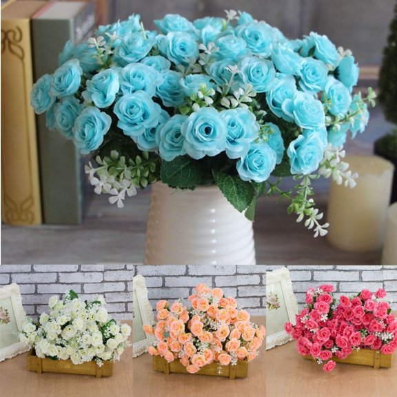 Cdar 1 Bunch 15 Heads Wedding Artificial Rose Flower Bouquet Home Party Decor