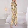 thumbnail image 3 of Balery Retro 70s 60s Flower Conjunto de Pijama con Estampado para Mujer, Conjunto de Dos Piezas con Manga Larga, Ropa de Dormir Suave con Bolsillos, Pijamas Cómodos-XX-Large, 3 of 7