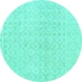 thumbnail image 1 of Ahgly Company Machine Washable Indoor Round Abstract Turquoise Blue Contemporary Area Rugs, 6' Round, 1 of 4