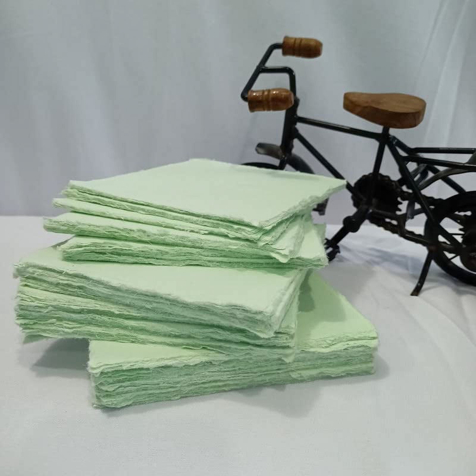 Deckle Papers® Handmade Paper Card Stock -Envelope, Calligraphy, Scrapbooking, Wedding Invitation, Origami, Menu Cards, Drawing, Watercolor, Thank You Notes, Place Cards Size-9x9" Pack of-50-Green