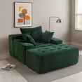 thumbnail image 3 of BYBYME Chaise Lounge Chair,No Assembly Cloud Plush Corduroy Upholstered Sofa Bed,Boneless Chaise with 3 Pillows,Cozy Sleeper Couch for Living Roomwith Ottoman,Green, 3 of 10