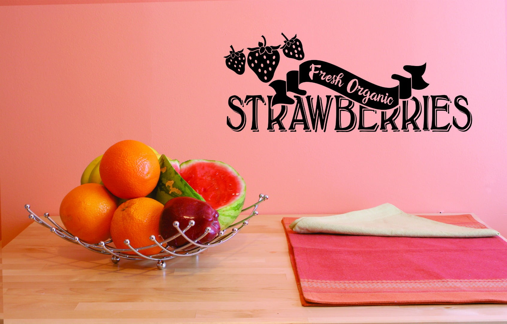 Boho Strawberry Wall Decals - Peel And Stick Fruit Wall Art For Nursery, Bedroom, Living Room