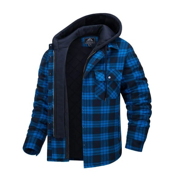 Innerwin Outwear Long Sleeve Men Shirt Jacket Winter Hooded Business Jackets Royal Blue M