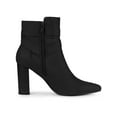 thumbnail image 3 of BLISSFUL STEP Women's Block Heel Boots Pointed Toe Buckle Decor Ankle Booties Black 6, 3 of 7