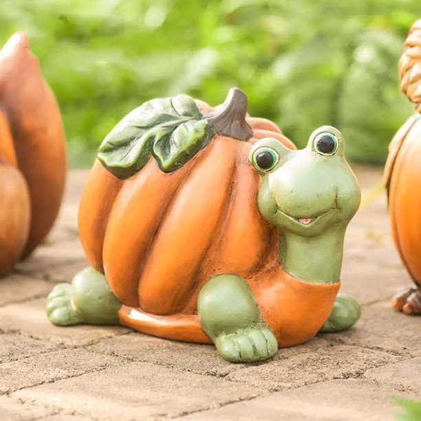 Xihbxyly Estatua de Calabaza de Halloween, Decoración de Calabaza de Resina, Artesanía Otoñal Pintada a Mano, Acogedor Adorno para El Jardín, Diseño Único de Calabaza y Búho, Ideal para Fiesta de Hal