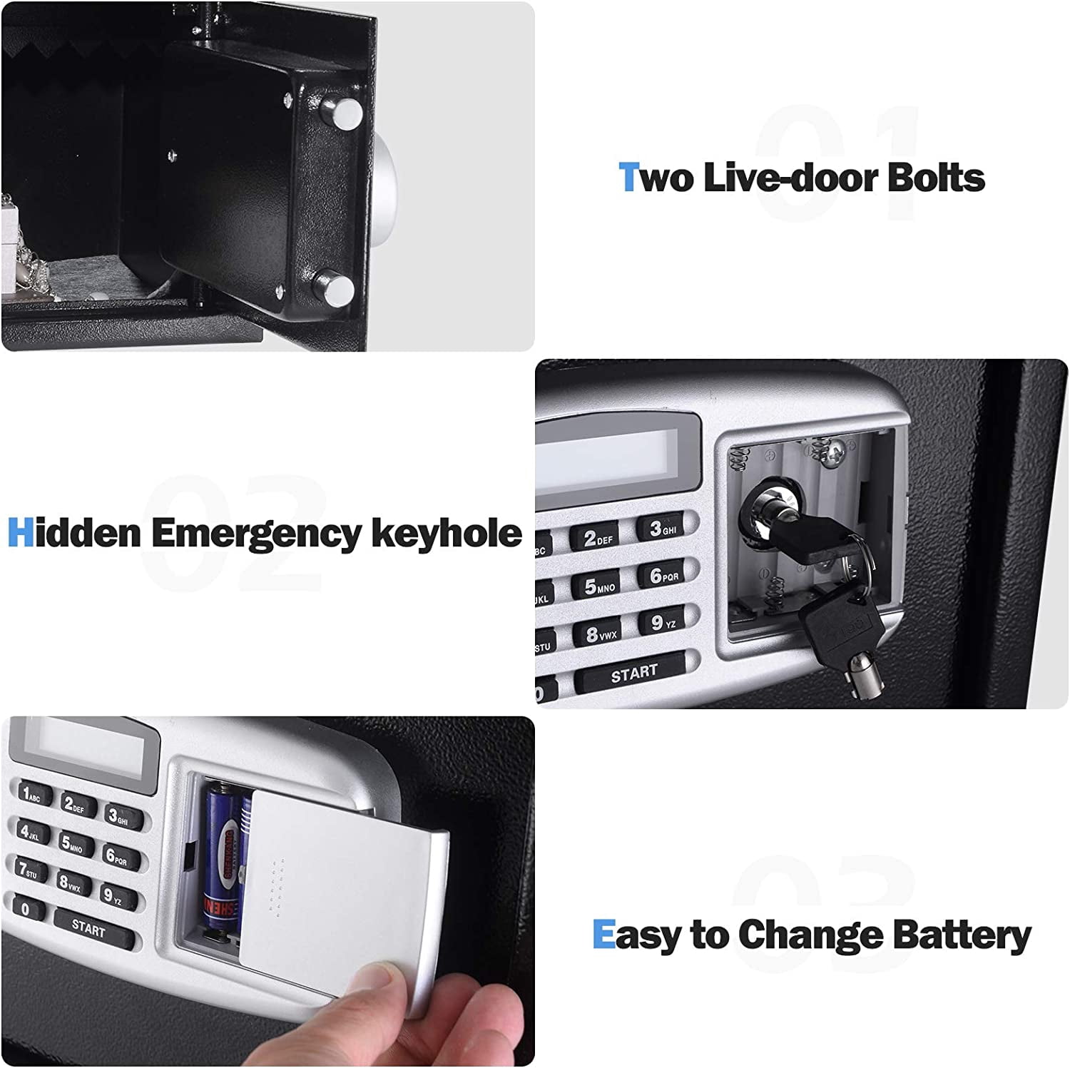 Digital Safe w/Emergency Keys and Deposit Slot, Electronic Cabinet Safe Box for Cash Money Jewelry Documents Gun, Drop Slot Safes with Digital Keypad & 2 Emergency Keys, Black