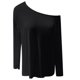 thumbnail image 3 of MHFRRA Blusa Informal de Manga Larga con Cuello Asimétrico para Uso Diario y Comodidad. Negro, 3 of 4