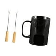thumbnail image 4 of Juego para fondue con mini ollas para derretir chocolate, 2 tenedores, taza de cerámica para fondue, olla caliente para cenas, fiestas de, 4 of 9