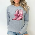 thumbnail image 4 of Women's Pink Cowboy Boots Western Coquette Sweatshirt, 4 of 7