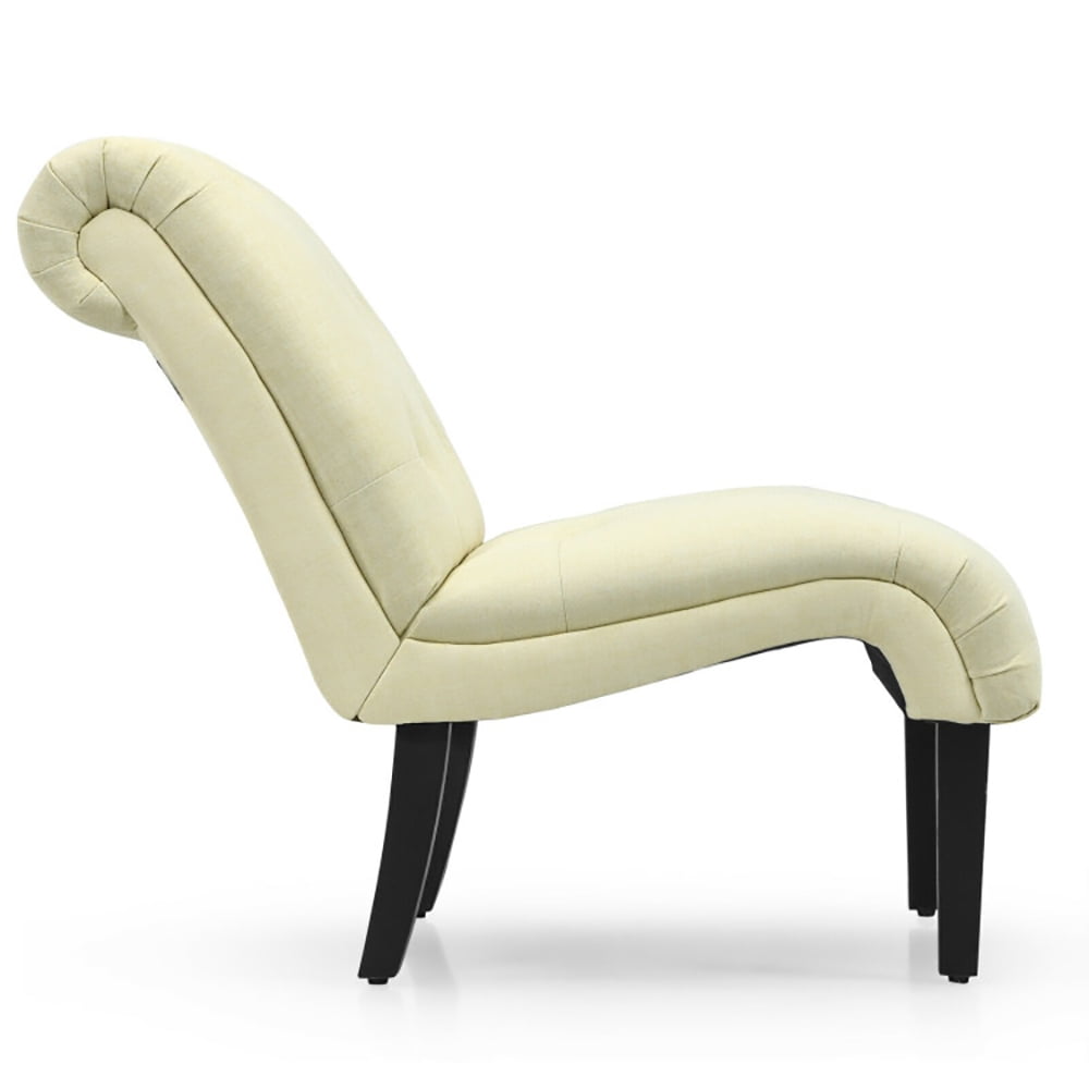 Finihen Armless Accent Chair, Cotton Linen Fabric Armless Accent Chair with Adjustable Foot Pads, for Living Room, Bedroom, Beige Finihen Armless Accent Chair, Cotton Linen Fabric Armless Accent Chair with Adjustable Foot Pads, for Living Room, Bedroom, Beige