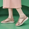 thumbnail image 2 of Sandales Compensées Leozcaa pour Femmes, Habillées, Confortables, Talons Bas, Bride Élastique à la Cheville, Strass, Chaussures Décontractées, 2 of 8