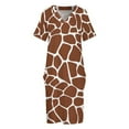 thumbnail image 3 of Giraffe print pattern Loose Pocket Dress women"s summer jumpsuit long dresses for women wedding dresses for woman prom dresses, 3 of 6