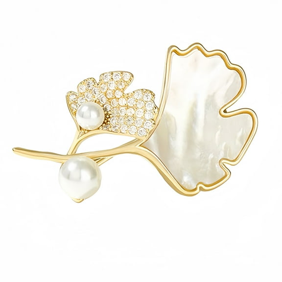 Gold Color Brooch Women Stylish Metal Pins Luxury 2024 Fashion Leaf Pearl Original Clothing Accessories