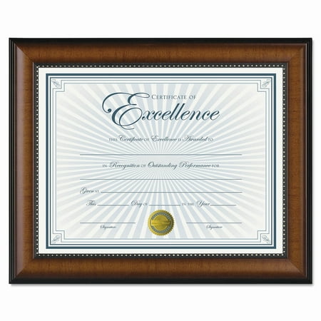 DAX Prestige Document Frame, Walnut/Black, Gold Accents, Certificate, 8 1/2 x 11