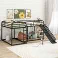 thumbnail image 3 of Full and Twin Size L-Shaped Bunk Bed with Slide and Short Ladder, Black, 3 of 9