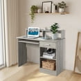 thumbnail image 3 of Ktaxon Gaming Desk with Keybroad Tray&Drawers, Computer Desk with Desktop Storage Rack& Adjustable Shelf Cabinet for Home Office, Gray, 3 of 9