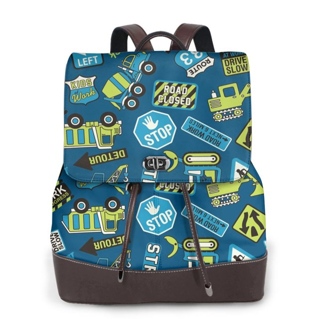 Disketp Dump Truck Mochila de Cuero para Mujer, Bolso de Espalda Antirrobo con Estilo para Viaje, Trabajo y Uso Diario
