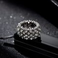 thumbnail image 3 of Sparkling Silver/Gold Tennis Crystal Rhinestone Adjustable Stretch Statement Ring for Women Cocktail Party Costume Jewelry, 3 of 7