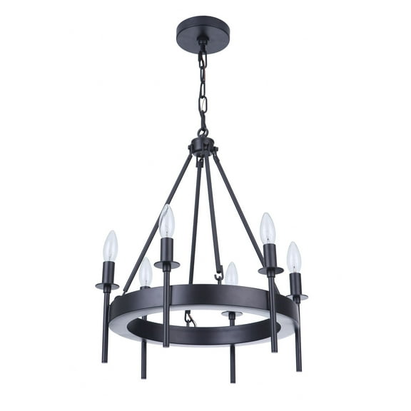 54326-FB Craftmade Lighting Larrson - 6 Light Chandelier-Flat Black Finish    -Traditional Installation