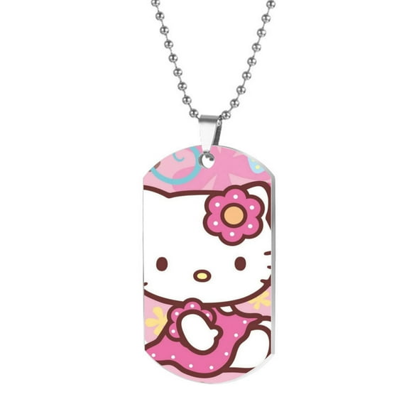 Hello Kitty Dog Tag Pendant Stainless Steel Necklace Pet Mom Gift Dog Necklace Cat Lover Mother's Day Gift From Daughter to Grandma Custom Pet Portrait Memorial Gift